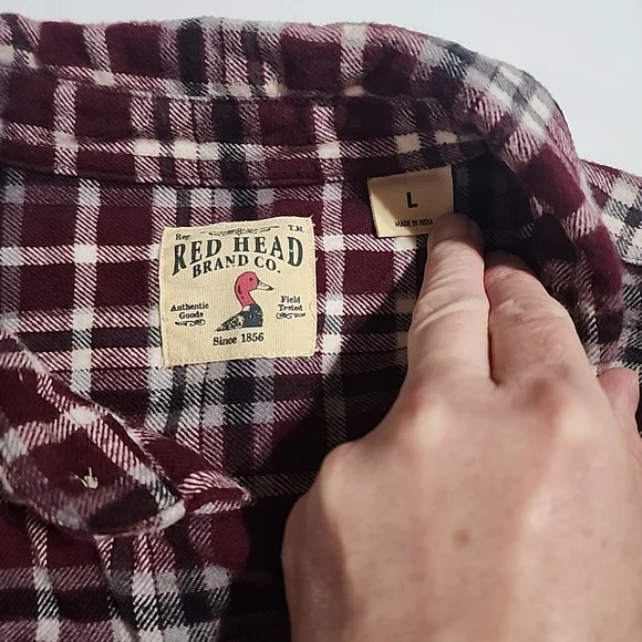 RED HEAD Long Sleeve Button Down Flannel Shirt - Large - Picture 6 of 7